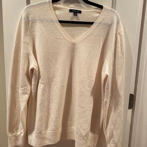 Ivory Cashmere V Neck Sweater